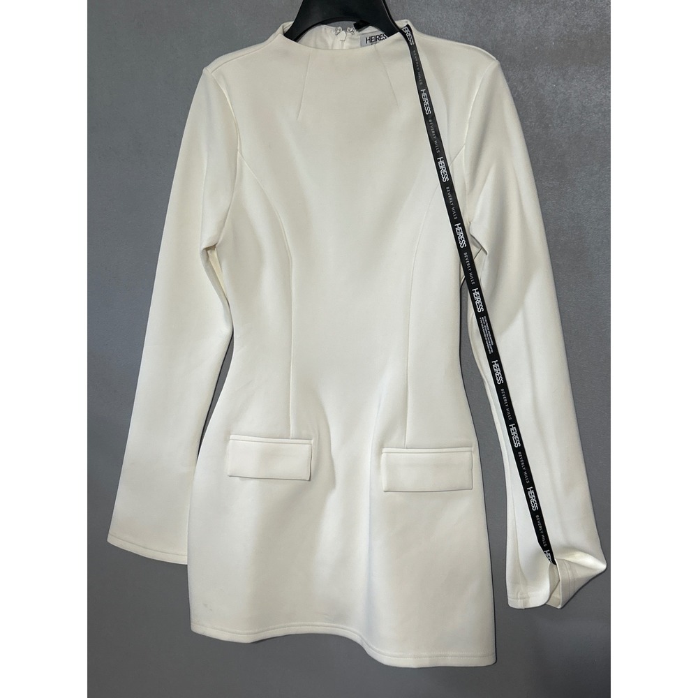Heiress Beverly Hills White Long Sleeve Mock Neck Mini Dress NWT Blazer Style